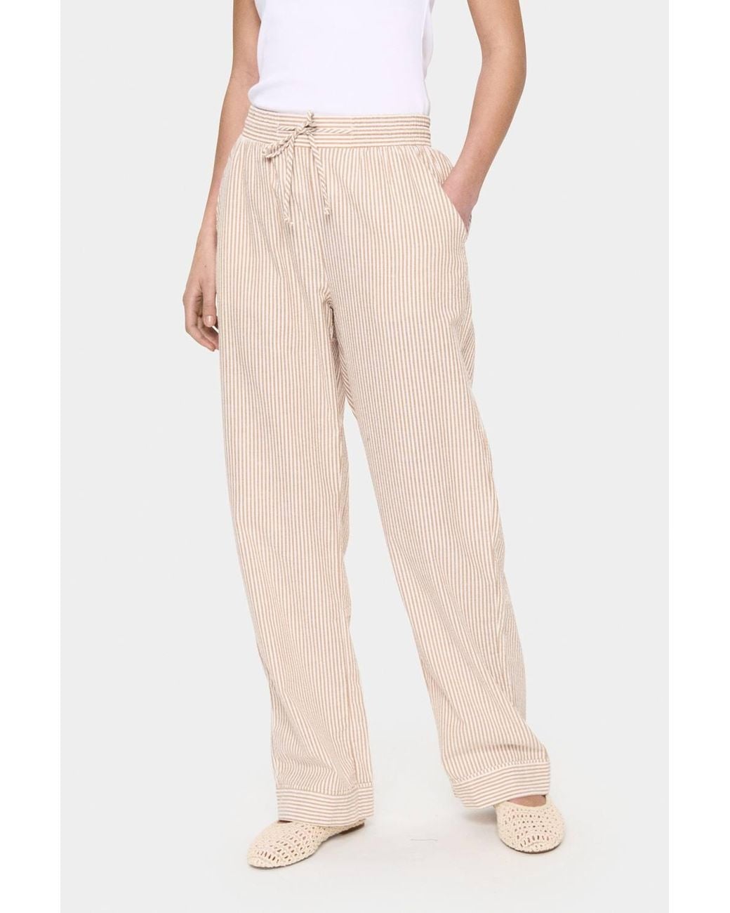 Saint Tropez Natural Kirasz Loose Fit Striped Trousers