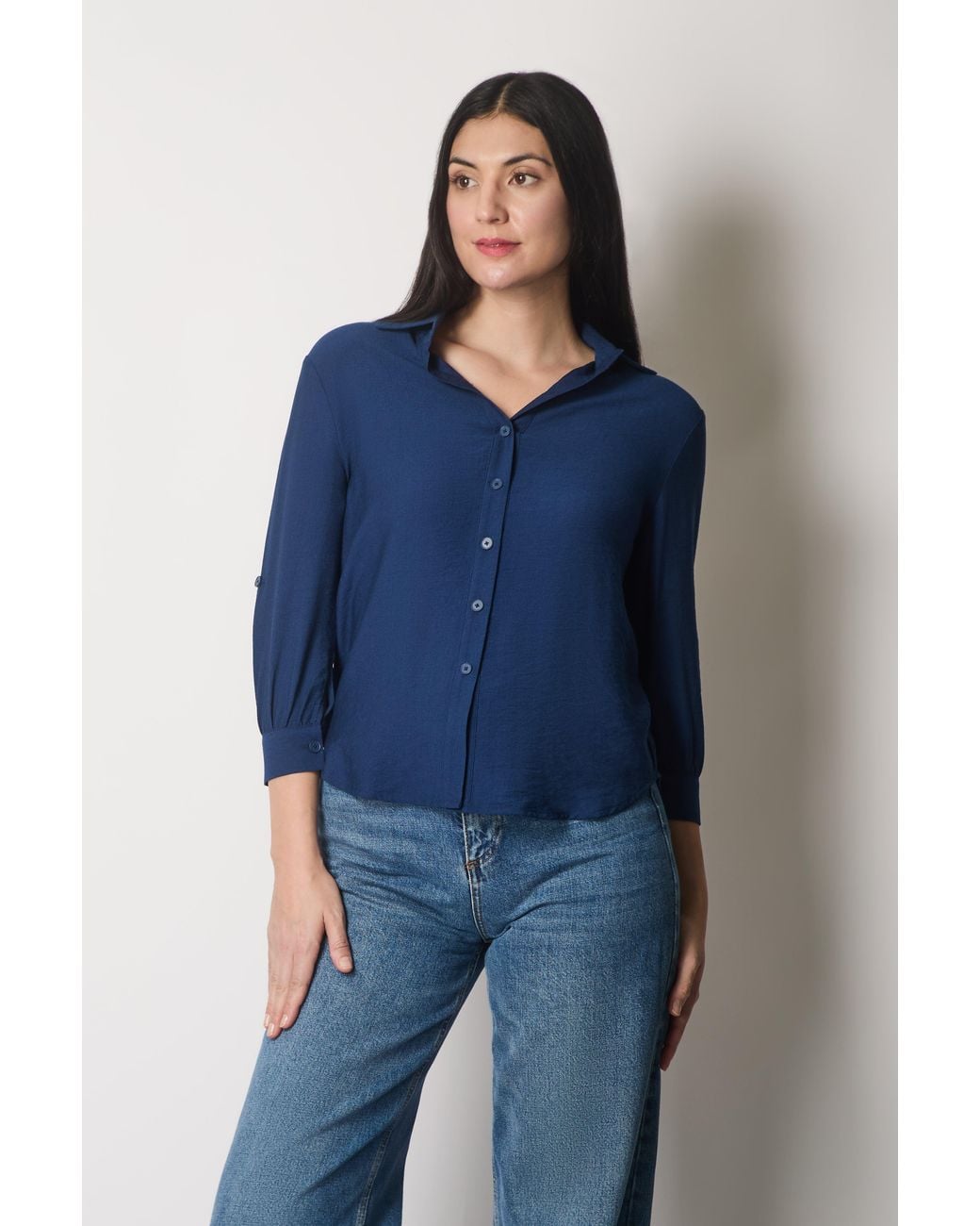 Solo Blue Shirt With Button Cuffs
