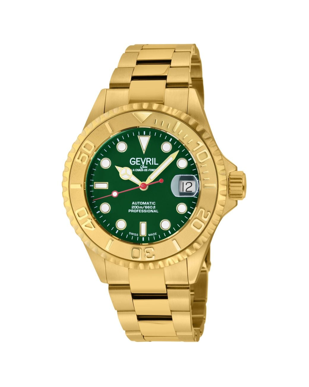 Gevril Metallic Wall Street, Swiss Automatic Watch, Dial, Unidirectional Rotating Bezel Bezel, 316L Stainless Steel, & Sapphire Crystal for men