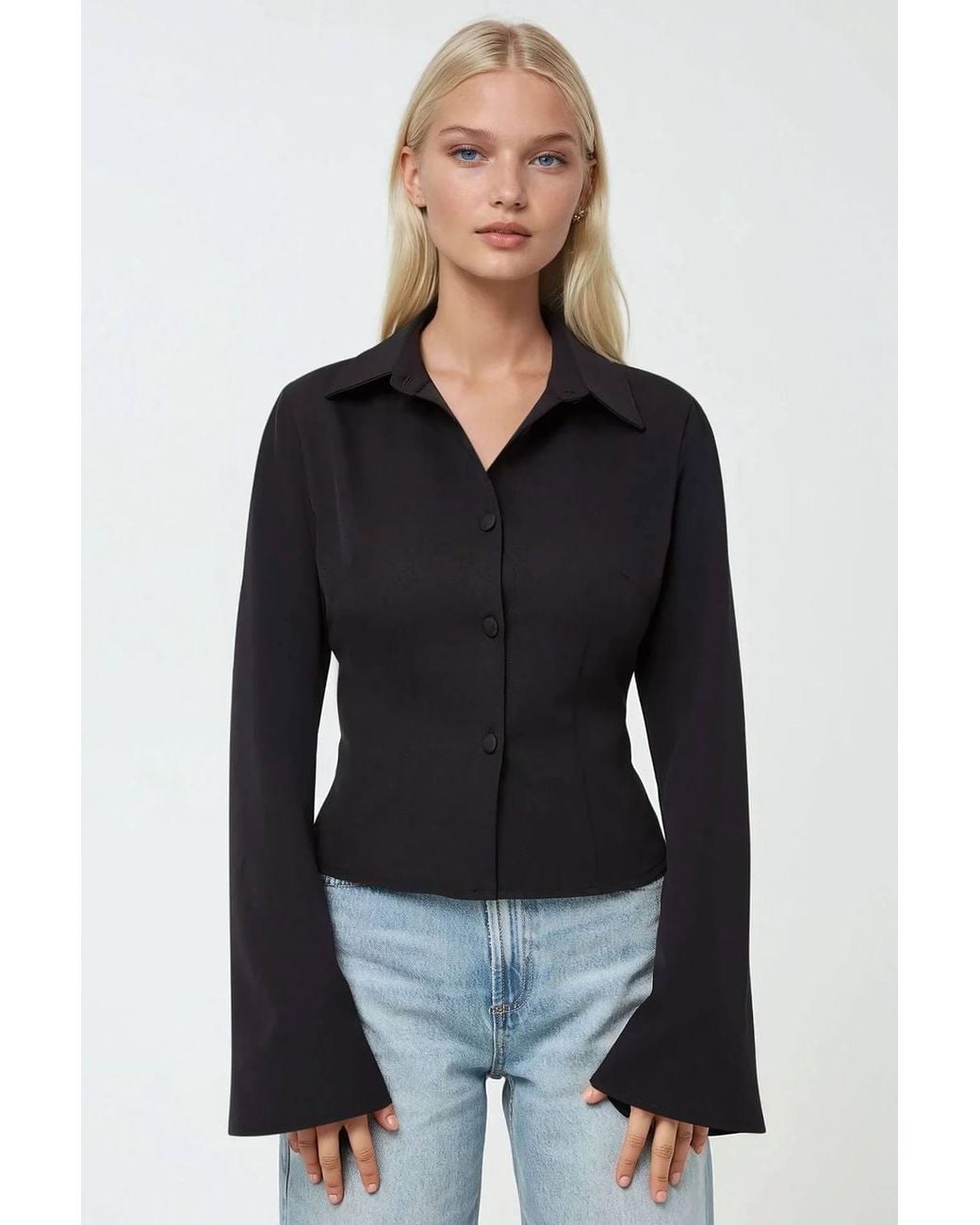 Hiccup Black Fitted Long Sleeve Cotton Shirt