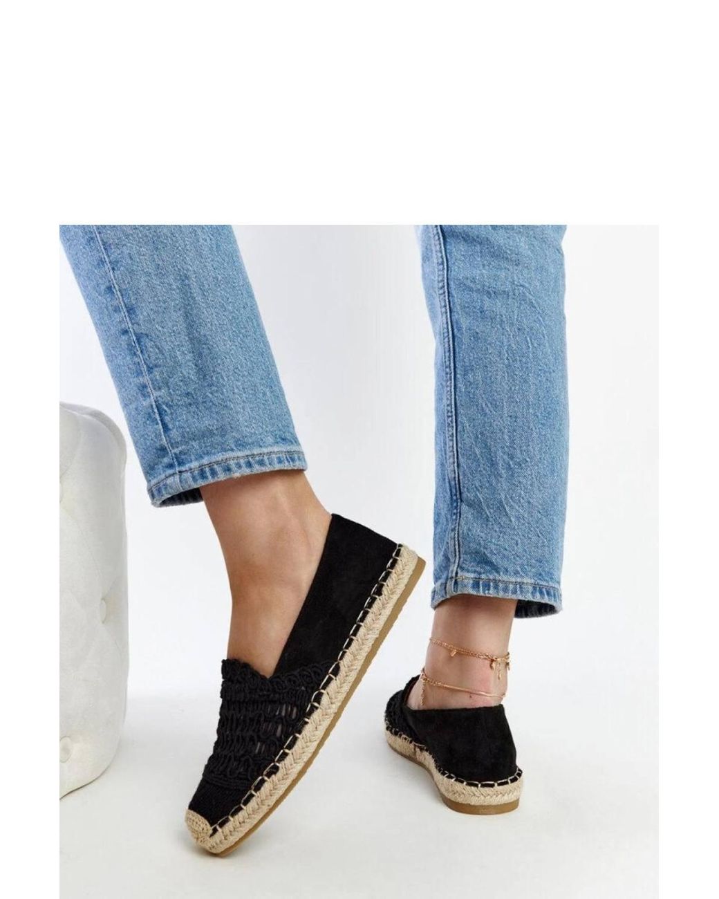 Love Lace Black Lacy Slip On Espadrilles With Rubber Sole Comfort