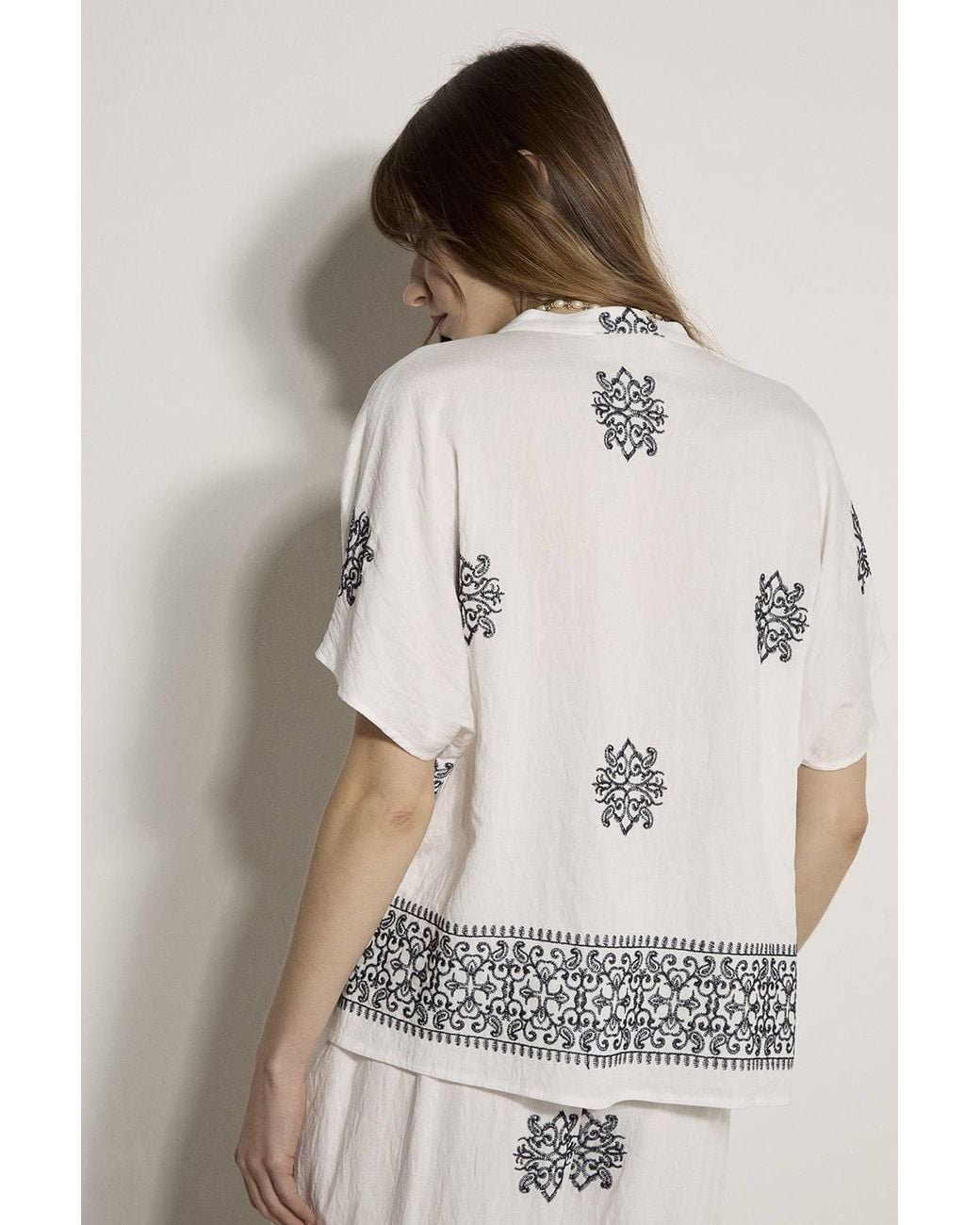 Apricot Natural Paisley Bead Embroidered Blouse