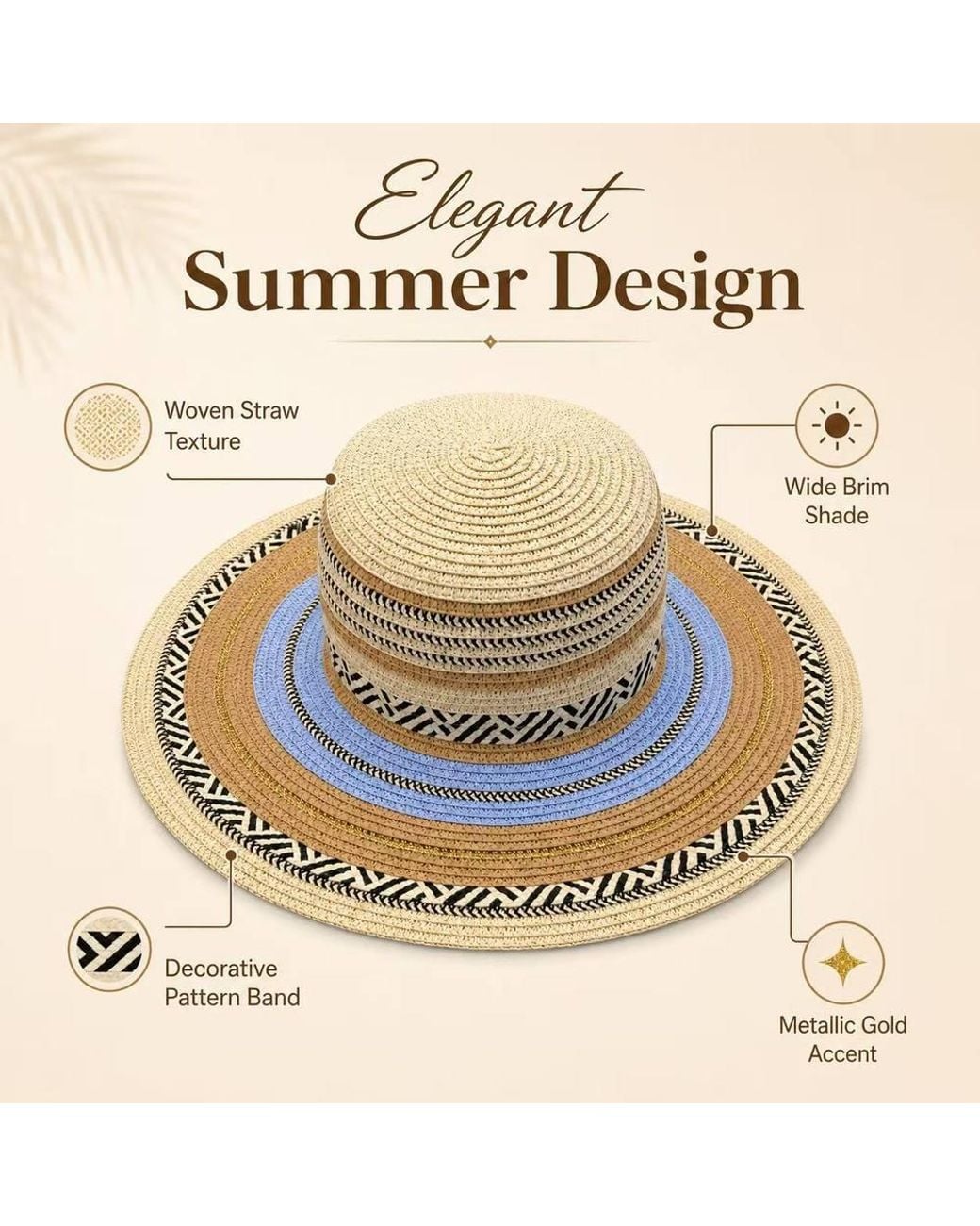 BluCore Natural Wide Brim Woven Summer Hat