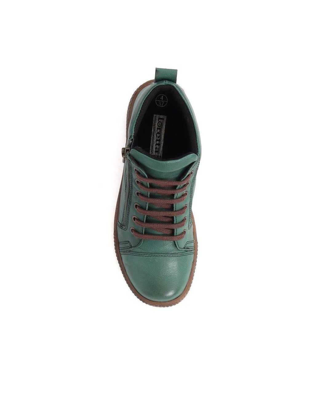 Pavers Green Leather Lace-Up Boots