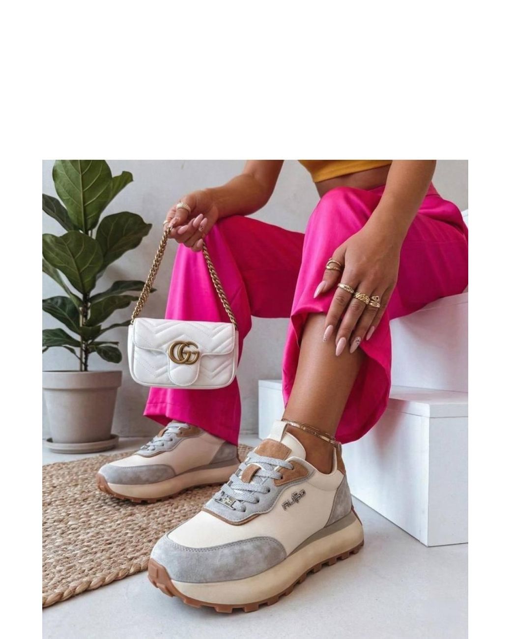 Love Lace Pink Leather Suede Chunky Trainers With 4Cm Platform