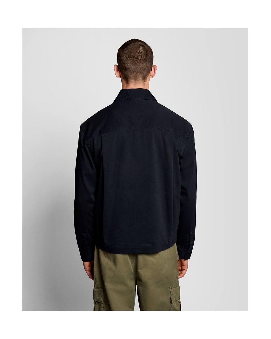 Lyle & Scott Blue Enzyme Wash Zip Through Overshirt for men