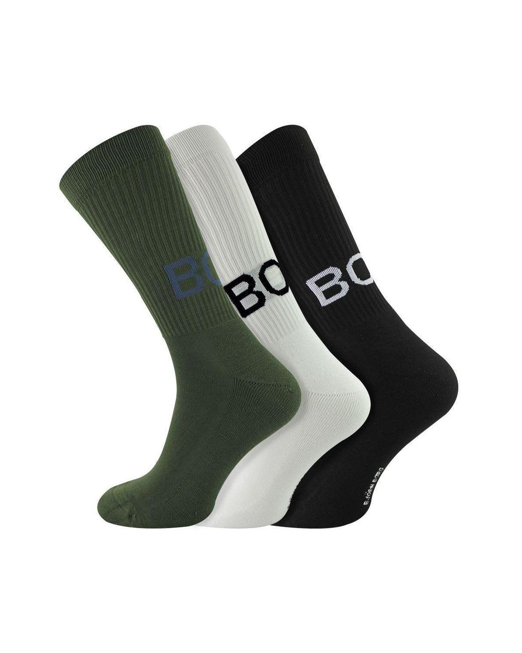 Björn Borg Black 3 Pack Core Sport Ribbbed Top Crew Socks for men