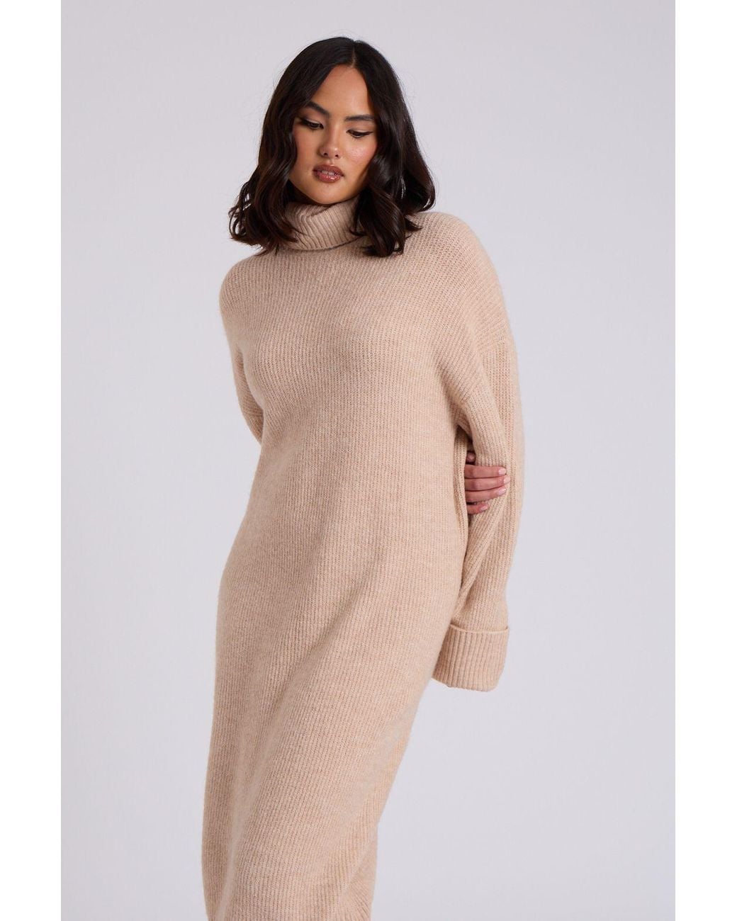 Urban Bliss Natural Roll Neck Midi Dress
