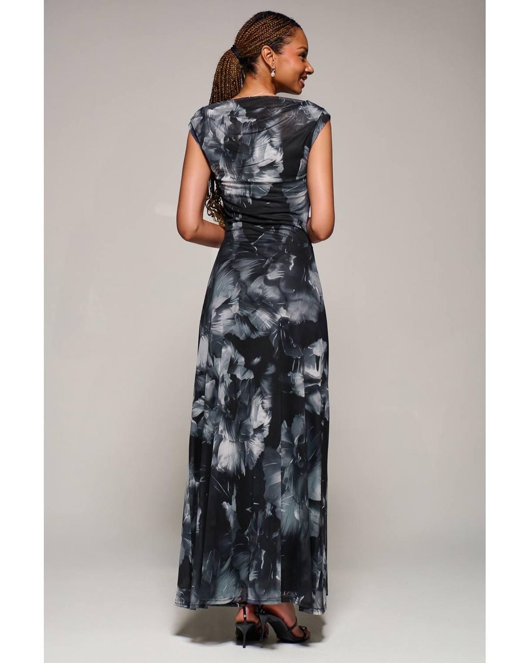 Jolie Moi Black Multiway Neckline Mesh Maxi Dress