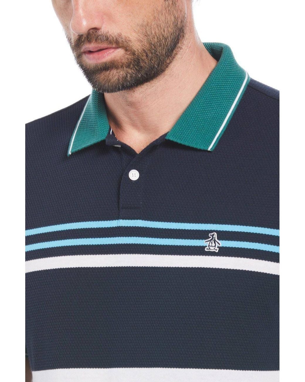 Original Penguin Blue Honeycomb Polo Shirt for men
