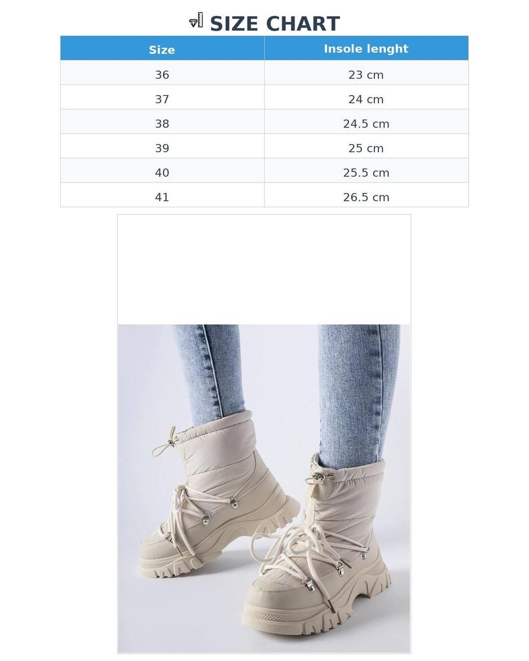 Love Lace Blue Aubine Insulated High Top Snow Boots Lace Up Rubber Sole
