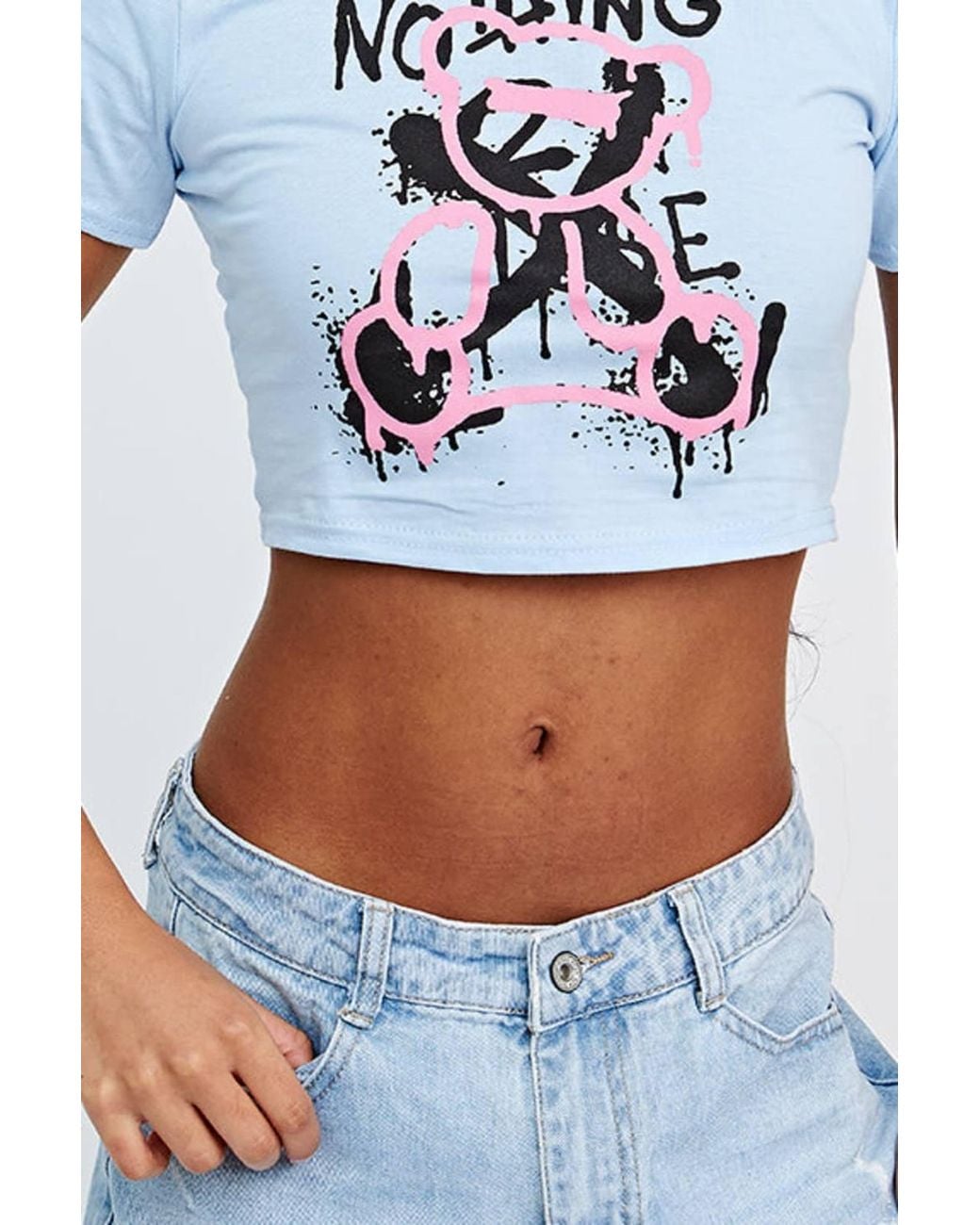 Stylewise White Graphic Print Crew Neck