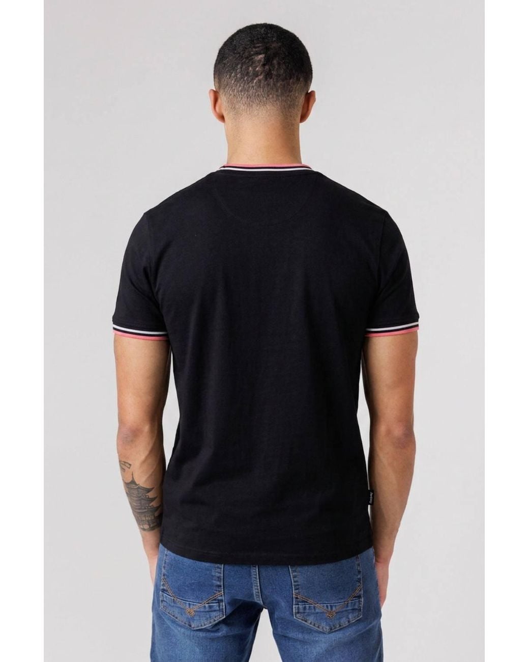 Firetrap Black Regular Fit Cotton Crew T-Shirt for men