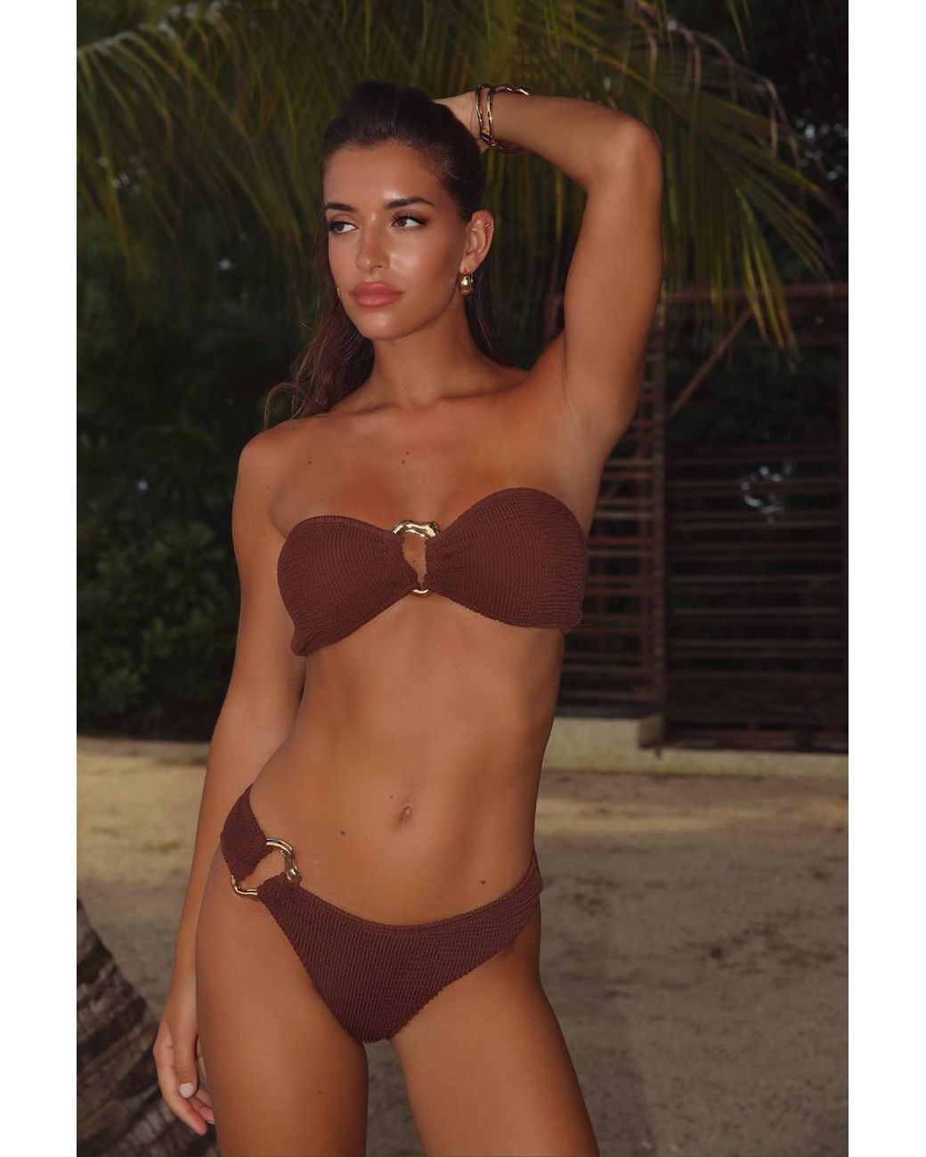 Moda Minx Brown Coffee Mangole Scrunch Fixed Bikini Bottoms