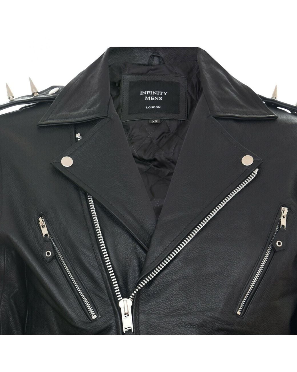 Infinity Leather Black Brando Ghostrider" Spiked Leather Biker Jacket for men