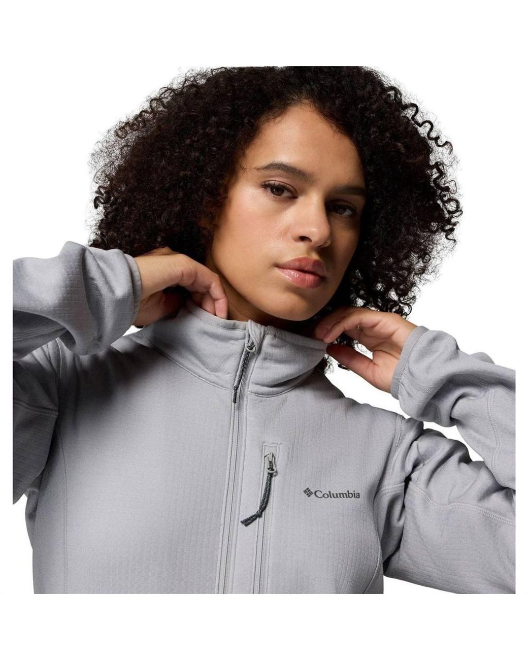 Columbia Gray Hike Grid Full Zip Fleece Jacket