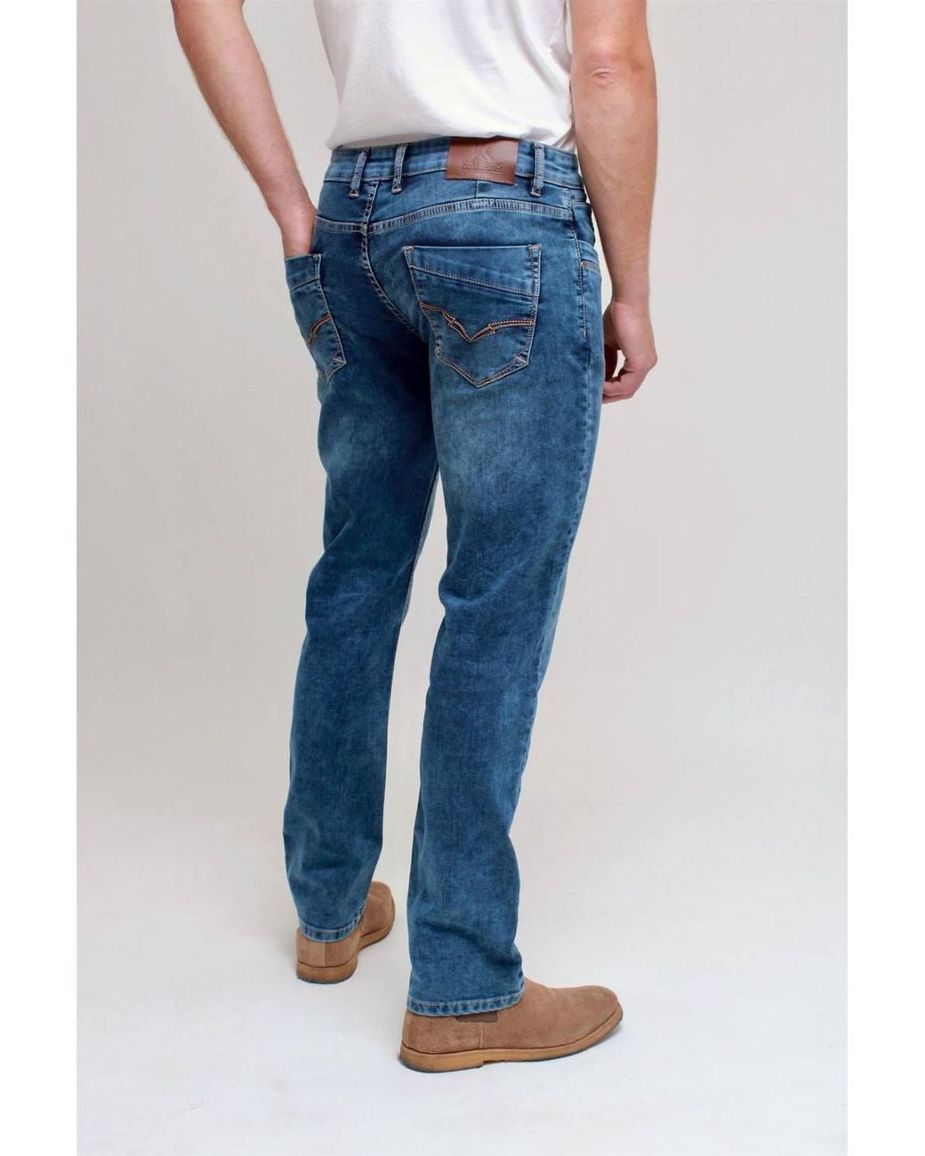 KAM Jeanswear Blue Regular Fit Knitted Denim Jeans For for men