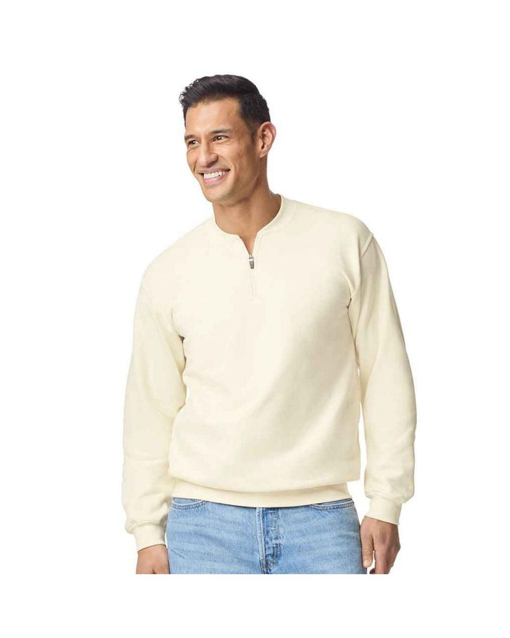 Gildan White Softstyle Midweight Quarter Zip Sweatshirt for men