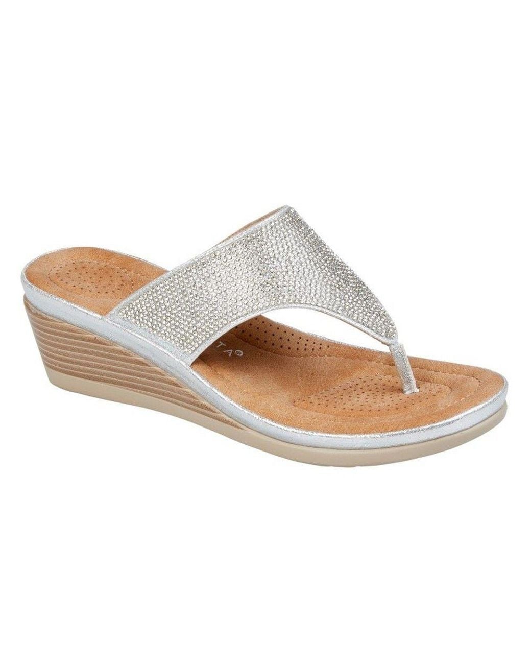 Cipriata White Sandra Sparkle Diamante Wedge Sandals