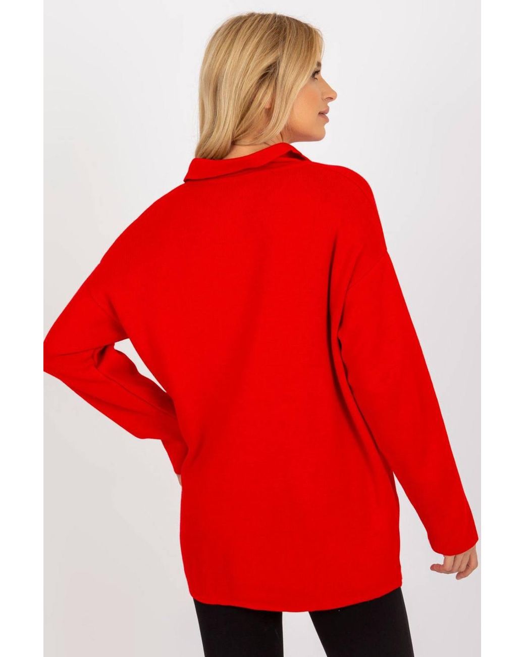 Love Lace Red Heart Neck Loose Fit Long Sleeve Sweater Style 175727