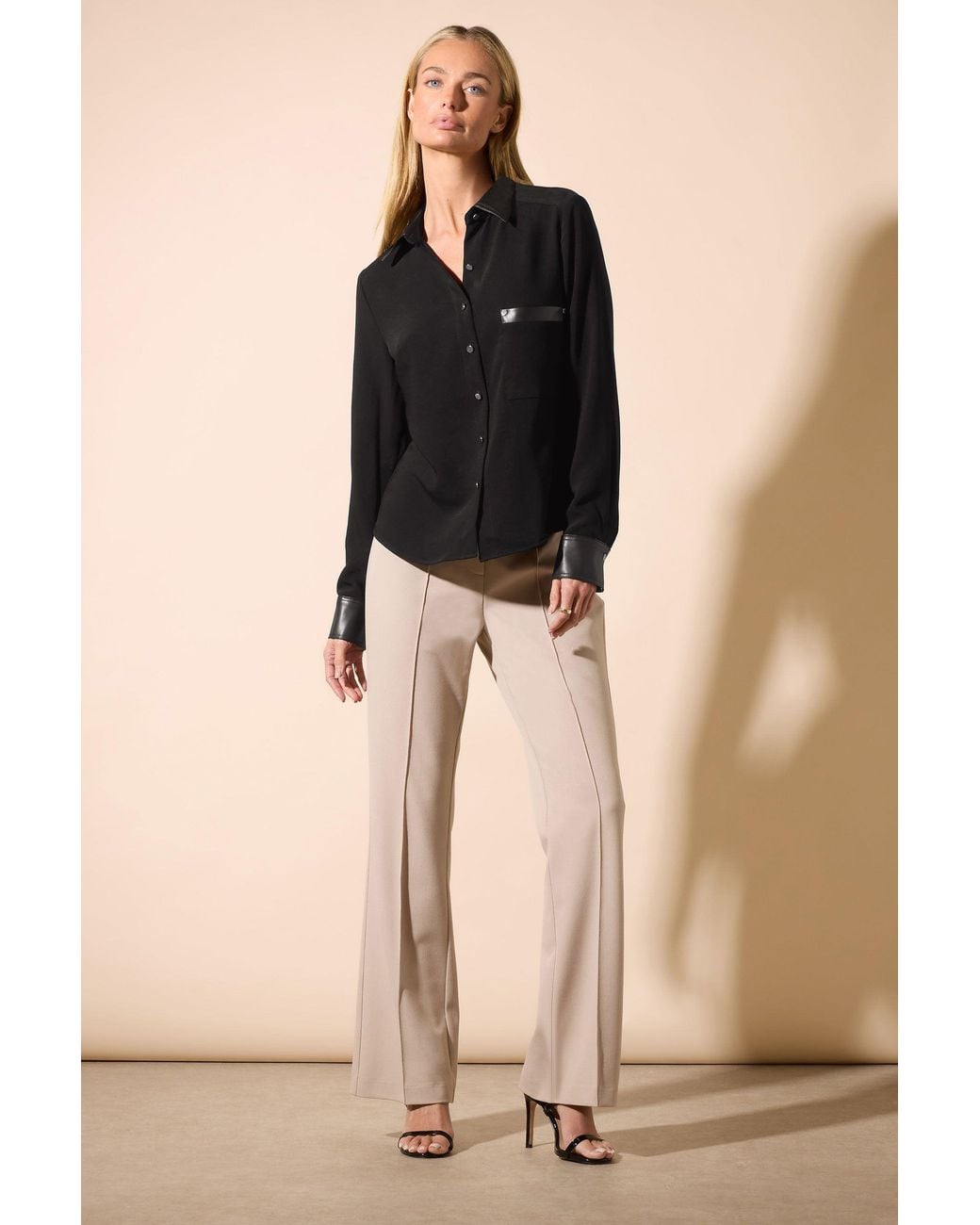 Star by Julien MacDonald Black Faux Leather Trim Shirt