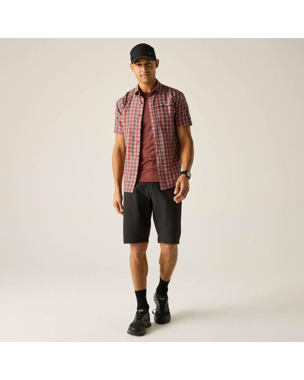 Regatta Red Mindano Short Sleeved Check Shirt for men