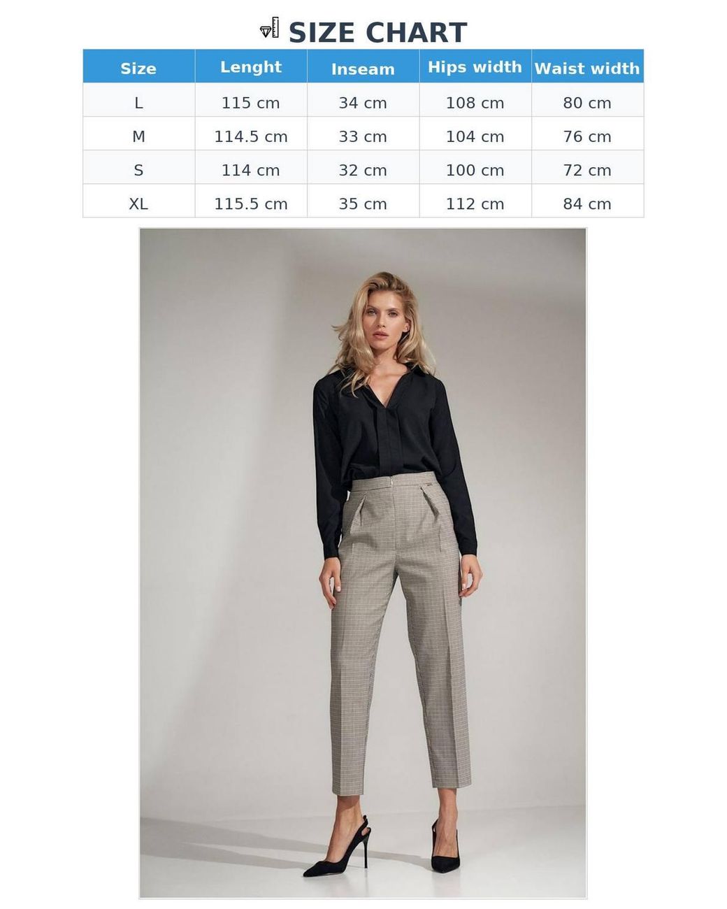 Love Lace Gray Checked High Rise Trousers With Front Pleats