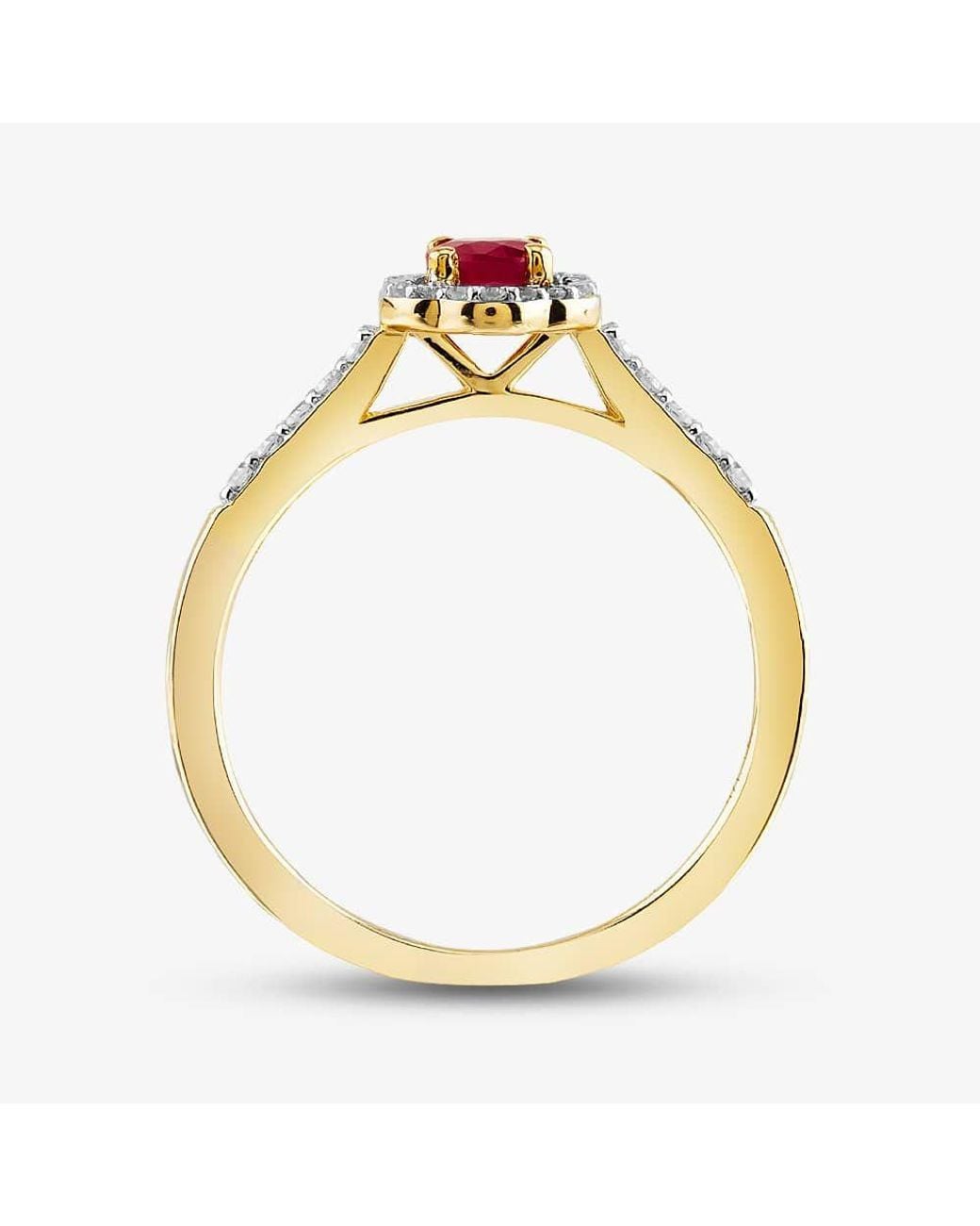 T.H.Baker Metallic 9Ct Ruby & Diamond Halo Ring