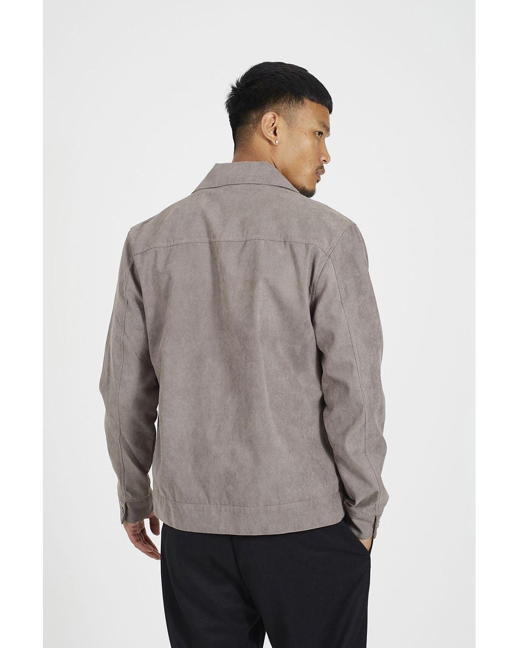 Brave Soul Gray Faux Suede Patch Pocket Jacket for men