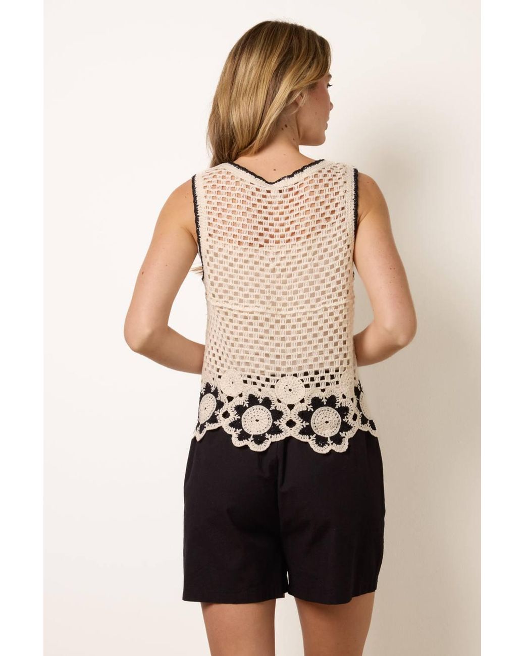Blue Vanilla Black Sleeveless Collar Top