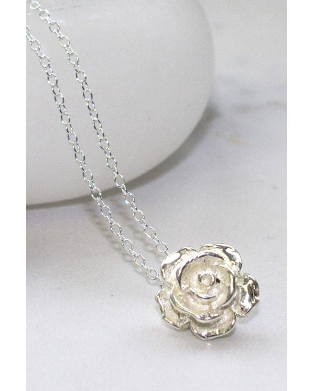 Otis Jaxon London Gray Sterling Rose Pendant Necklace