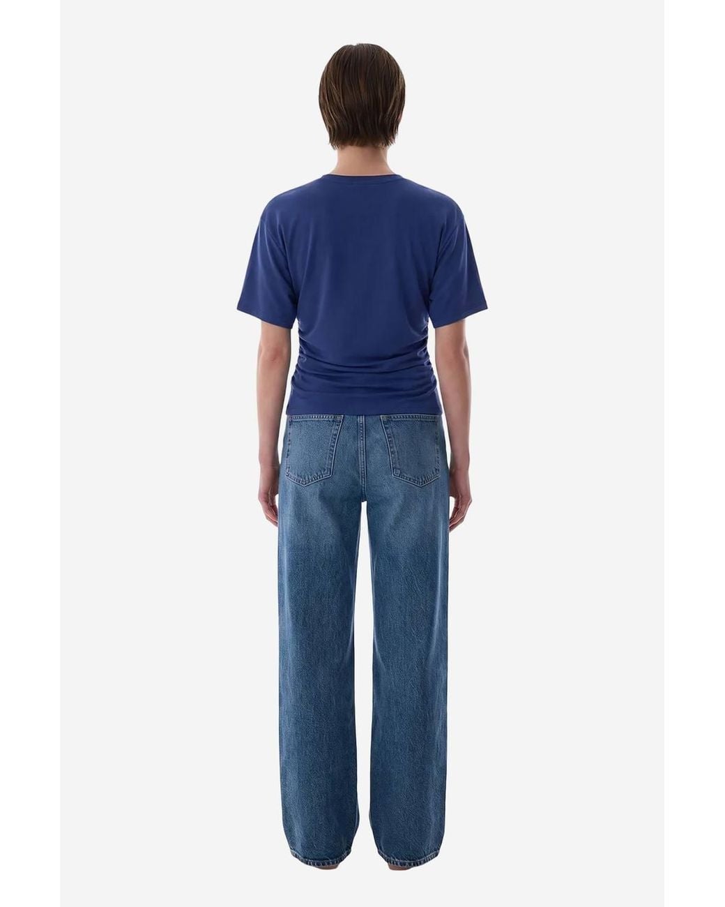 Penti Blue Modal Waist Detail Textured T-Shirt With Gathers