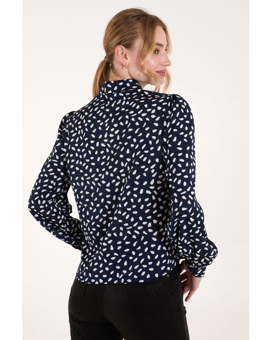 Blue Vanilla Blue Abstract Polka Dot Oversized Shirt