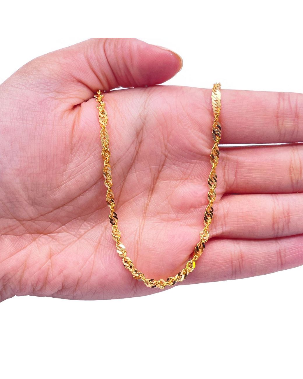 Raina Jewels Metallic 22Ct Fancy Twisted Ripple Chain Necklace 22 Inches 3Mm Width