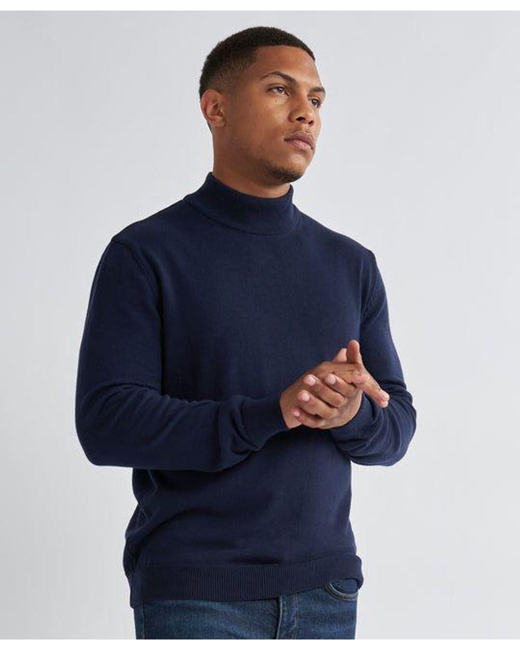 Alse Studio Blue Turtleneck Jumper 100% Cotton Premium Quality for men