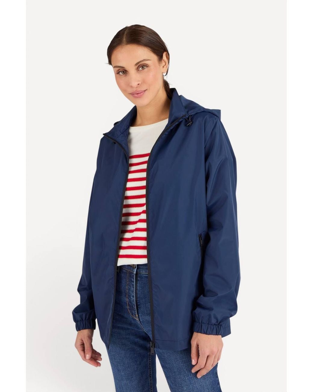 DAMART Blue 1 Lightweight Coat Plain Regular Length Woven Polyester