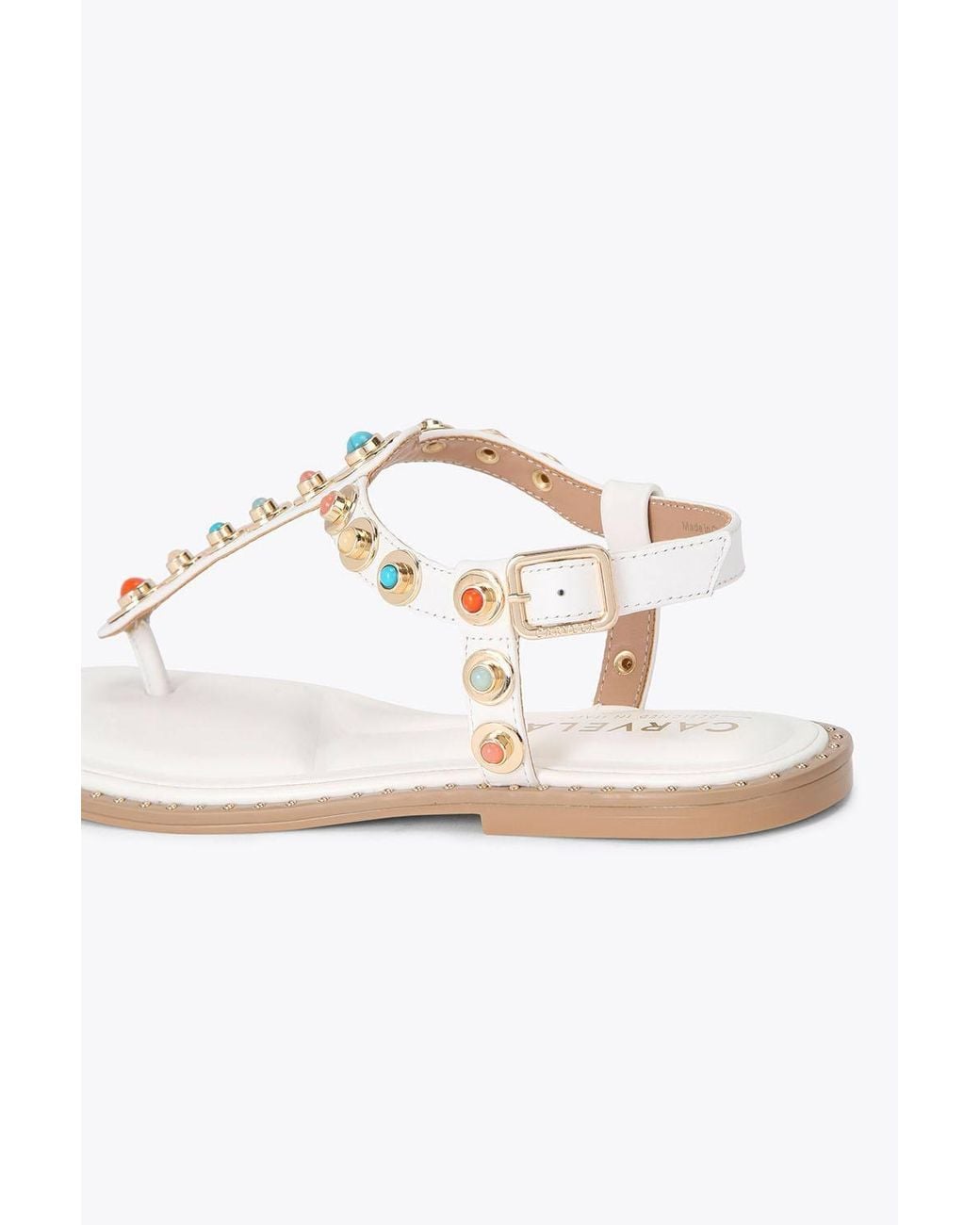Carvela Kurt Geiger White 'Amalfi T Bar Flat Sandal' Leather Sandals