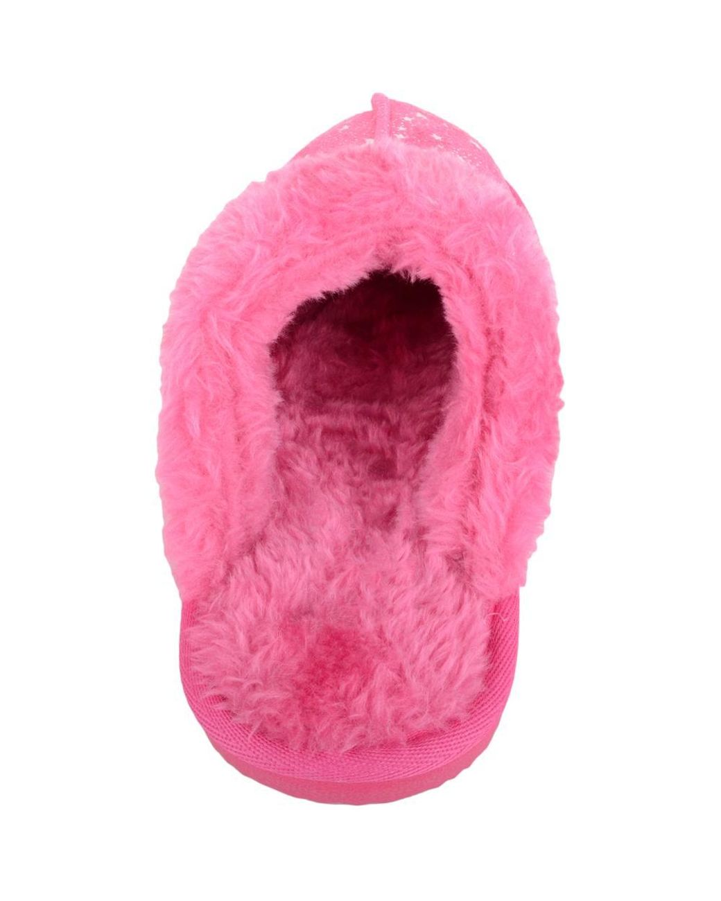 Absolute Footwear Pink Childrens Slip On Open Back Faux Fur Mule Slippers With Star Design
