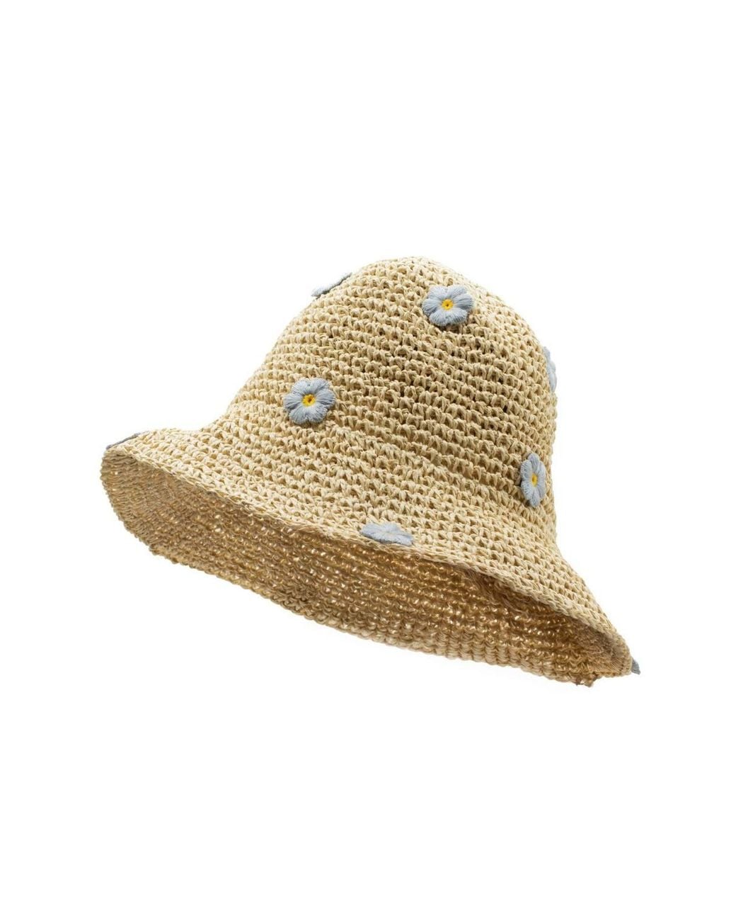 KDMD Natural Nomad Sari Floppy Straw Sun Hat Floral