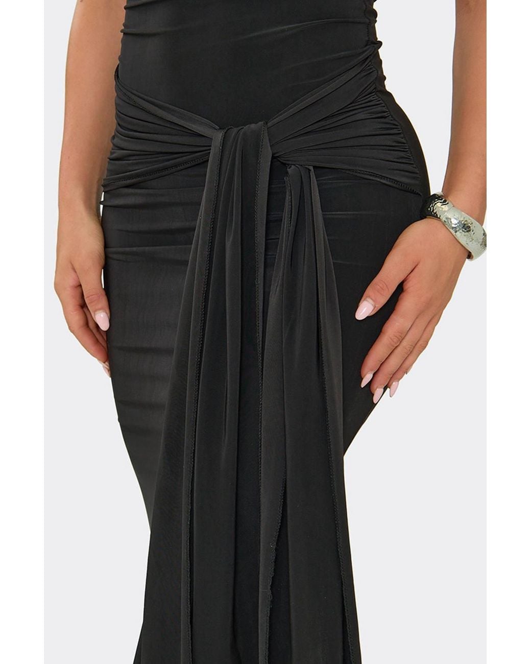 EGO Black Strappy Tie Drape Maxi Dress