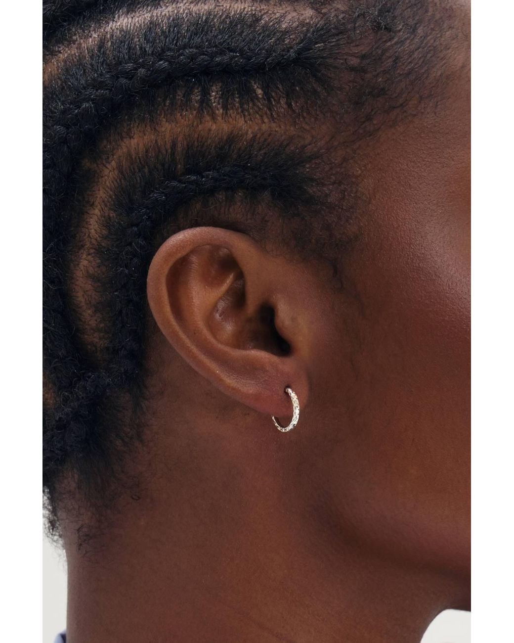 Simply Silver Blue Sterling Plated Mini Diamond Cut Hoops