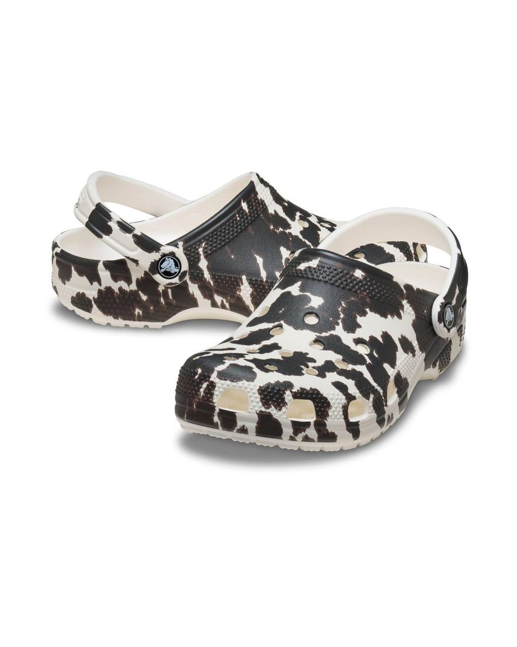 CROCSTM Black Classic Clog Cow Print Chalk/Multi