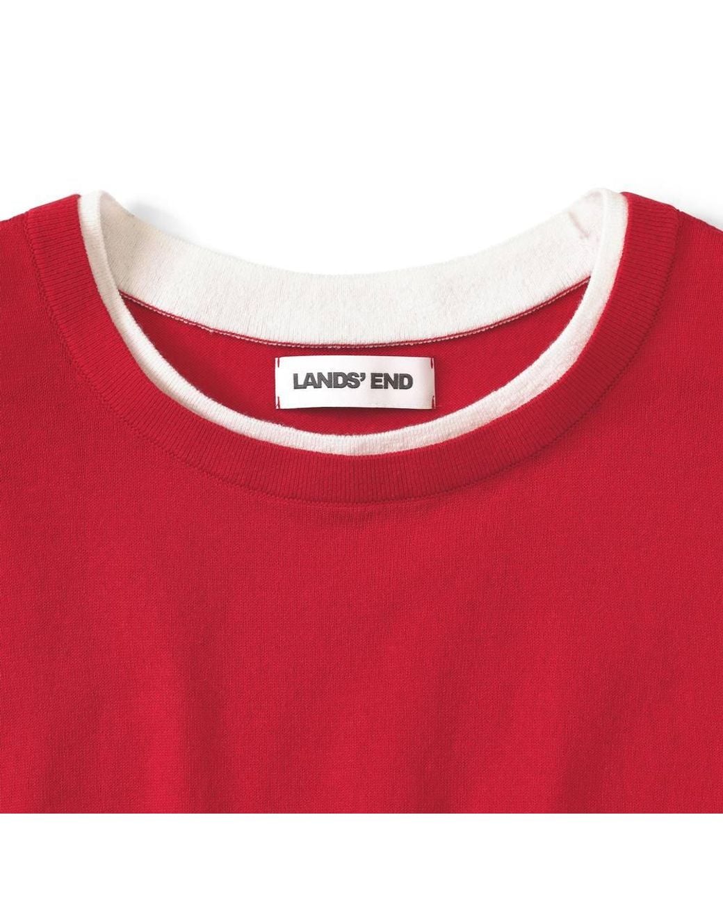 Lands' End Red Plus Double Trim Cotton Jumper