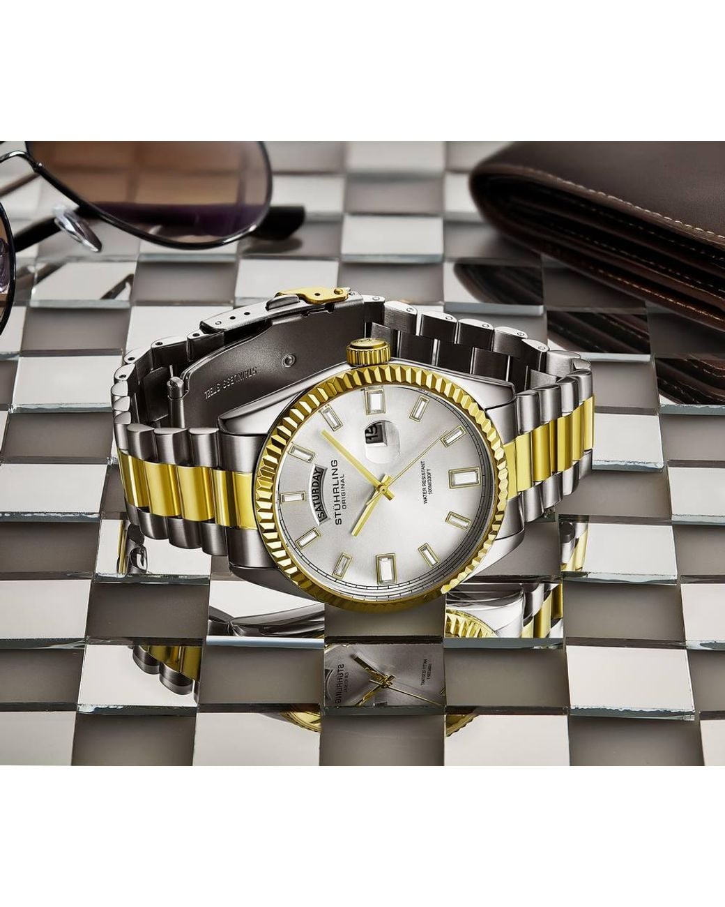 Stuhrling Metallic Valencia 4070 42Mm Quartz Watch for men