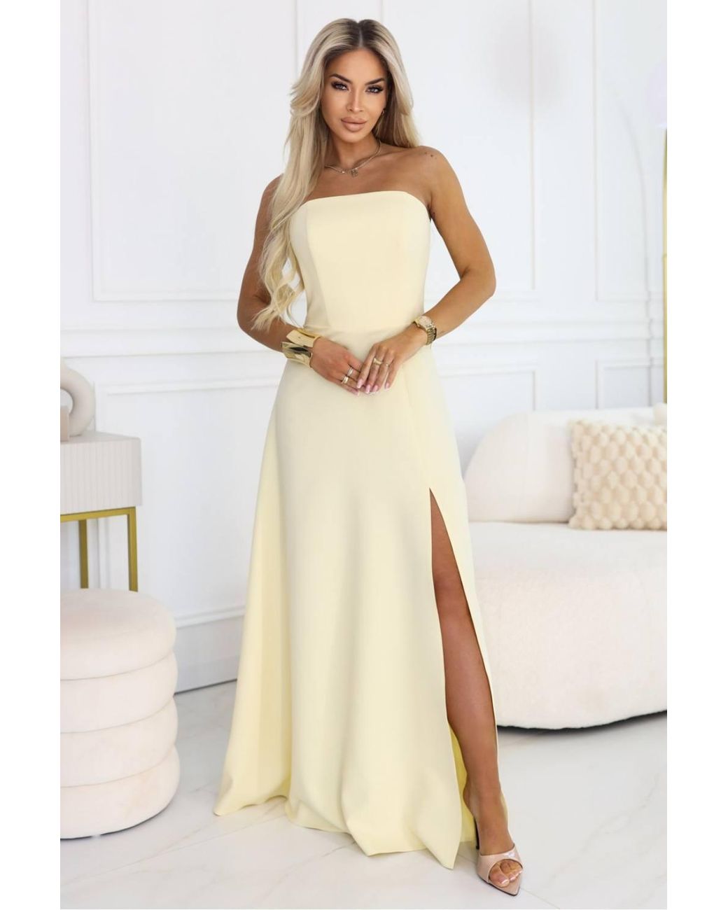 Love Lace Natural Evening Sleeveless Maxi Dress With Slit & Open Back