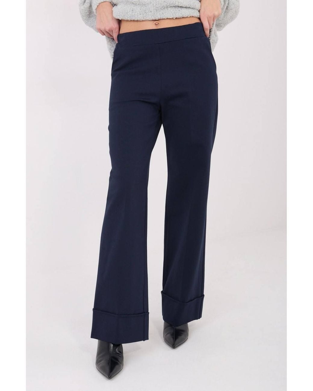 Love Lace Blue High Waist Wide Leg Elastic Pants