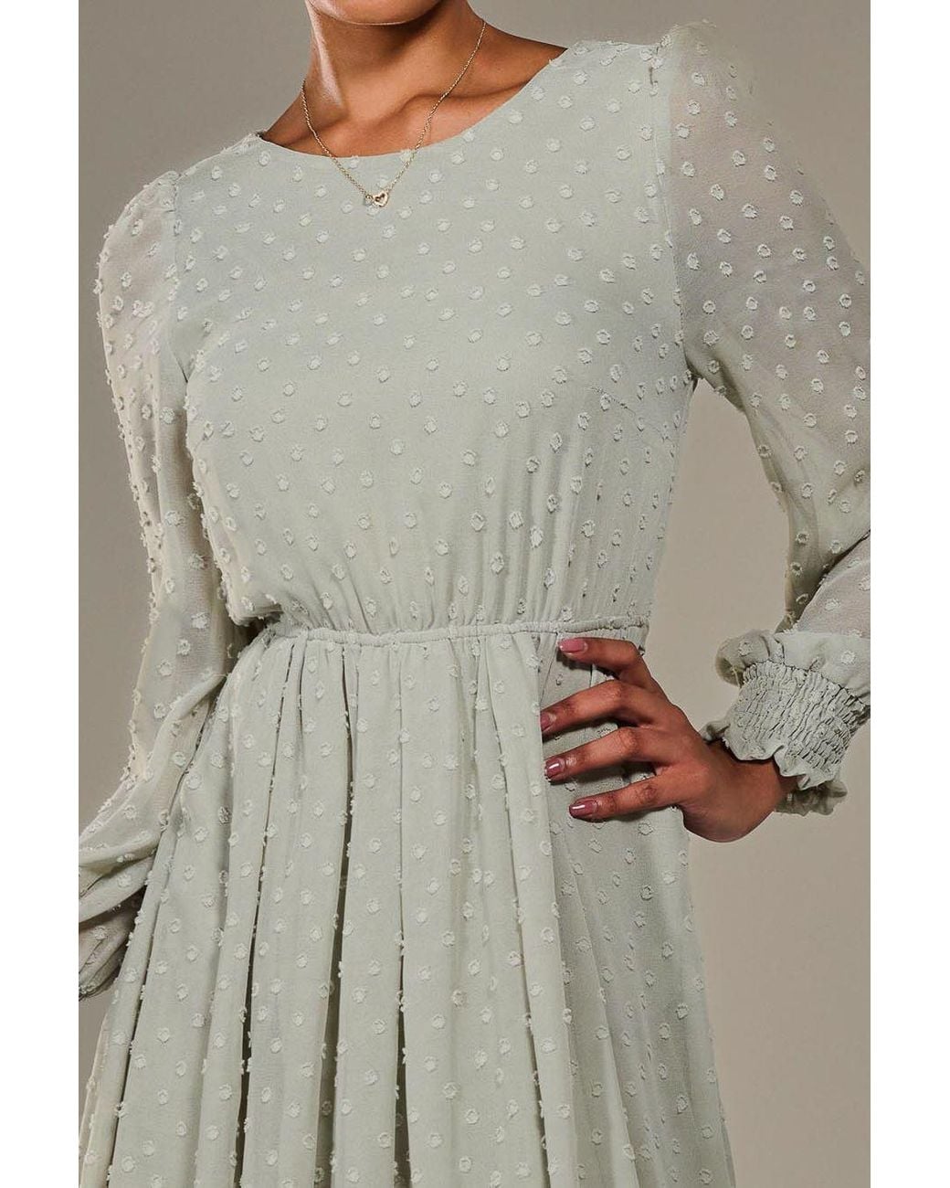 Jolie Moi Brown Long Sleeve Chiffon Midaxi Dress
