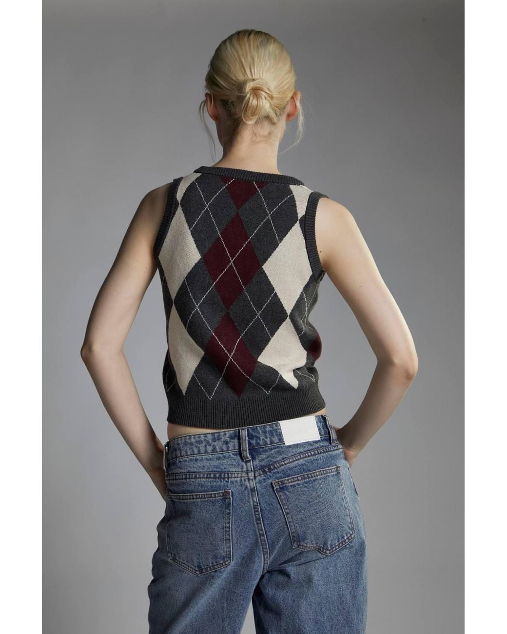 Shnoo Gray Button-Front-Vest Crop-Top