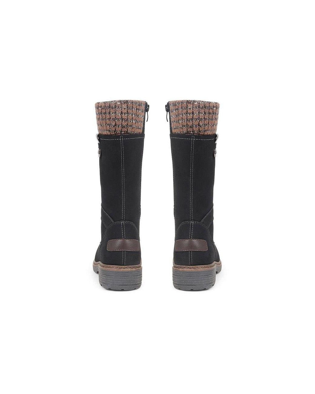 Pavers Black Lace-Up Calf Boots