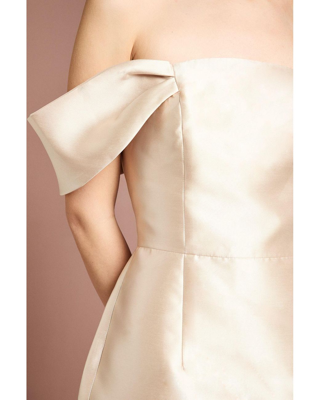Coast Natural Honoured Twill Bardot Column Midi Bridesmaid Dress